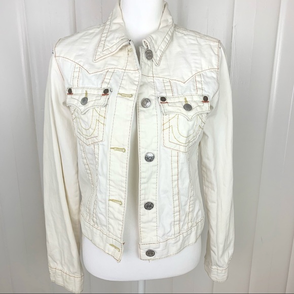 white true religion jean jacket